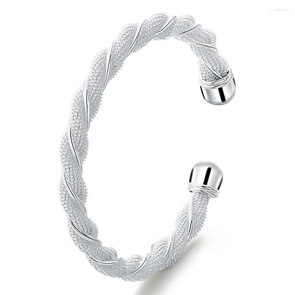 Braccialetto Braccialetti in rete intrecciata in argento sterling 925 per braccialetti estetici da donna Gioielli di moda di qualità di lusso