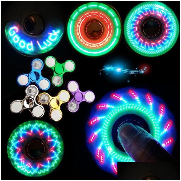 Kreisel mit LED-Licht, coolstes wechselndes Zappeln, Fingerspielzeug, Kinderspielzeug, Muster ändern mit Regenbogen nach oben, Handspinner, Drop-Delive DHQ7C