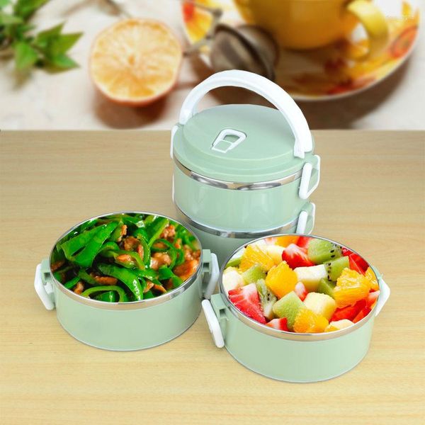 Geschirr-Sets Sanqia 4 Schichten auslaufsicher 304 Edelstahl Lunchbox Tragbarer Picknickbehälter Bento Tiffin Thermoset