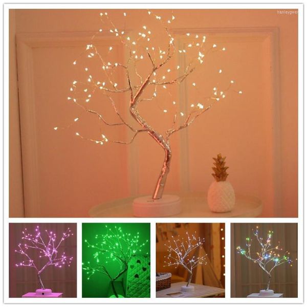 Tischlampen 108 LEDs Kreative USB Bonsai Lampe Kupferdraht Baum Licht Berührungsschalter Fee Nacht Dekoration Schreibtisch