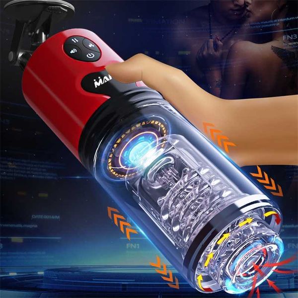 Sexspielzeug-Massagegerät, männlicher Masturbator mit rotierendem teleskopischem Auto, künstlicher Sex-Masturbator aus Silikon