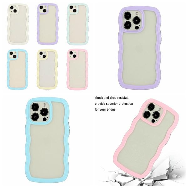 Casos de onda para iPhone Plus iPhone14 i14 Clear Contrast Color Plastic Plastic Pl￡stico Soft TPU h￭brido Hit de telefone de c￩lula inteligente transparente Tampa da pele