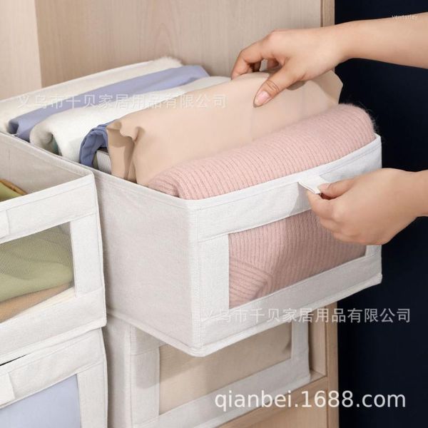 Borse portaoggetti Scatola in lino di cotone giapponese Borsa per armadio Pantaloni Scomparto per abbigliamento Organizer Forniture per la casa di grande capacità