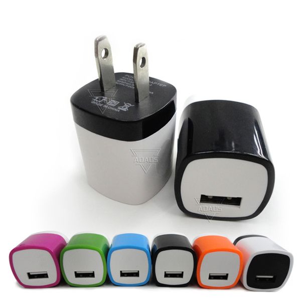 Telefone Chargers 5V/1A Adaptador de viagem do carregador de parede colorido US portas da Eu.