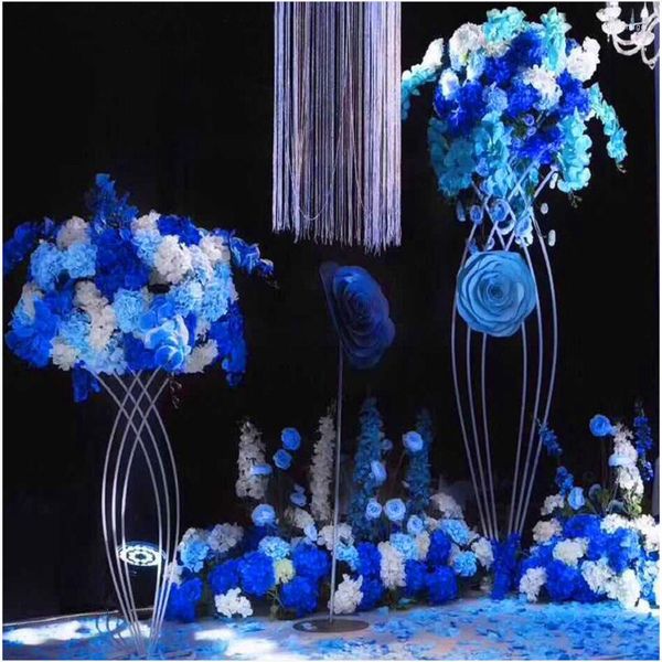 Decoração de festa 4pcs fábrica de fábrica casamento alto metal mesa de metal stands vaso de flores coluna de ouro