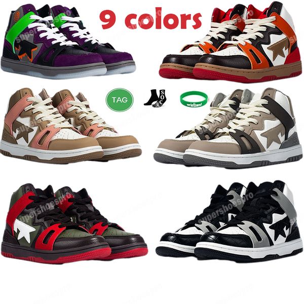 Men t￪nis t￪nis de sapatos altos designer de couro bordado treinador de luxo bordado malha respir￡vel feminino sapato cl￡ssico treinadores casuais preto branco verde vermelho laranja plataforma