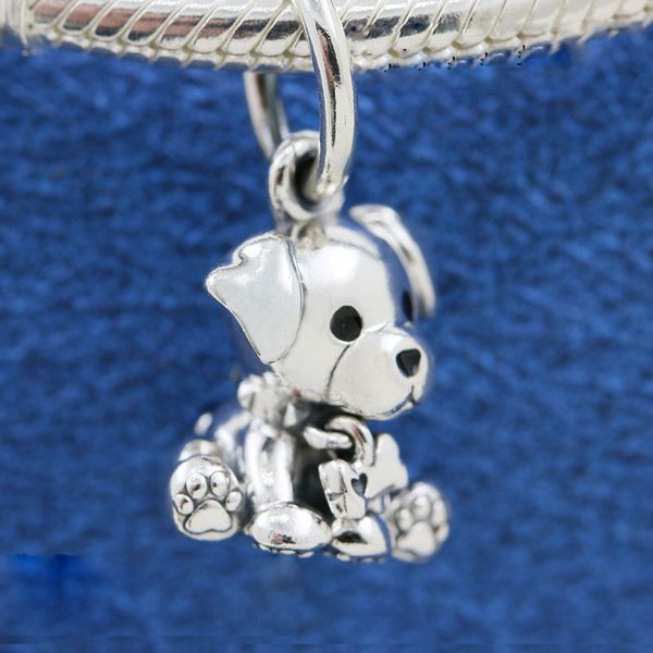 925 Sterling Silber Labrador-Welpen-Hund-Anhänger-Anhänger, passend für europäische Pandora-Schmuck-Charm-Armbänder