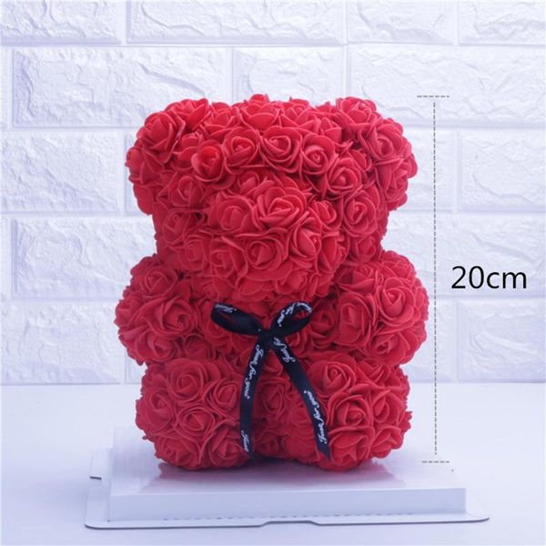 Fiori decorativi 2022 20 cm Schiuma di sapone Orso di rose Teddi Fiore di rose Regali di anno artificiali per amiche Donne Regalo di San Valentino