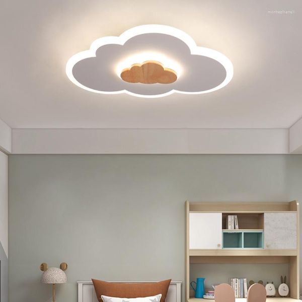 Plafoniere Bianche Per Bambini Lampada A Led In Legno Cartone Animato Moda Camera Da Letto Semplice E Moderno Ragazzo Ragazza Principessa Nuvola