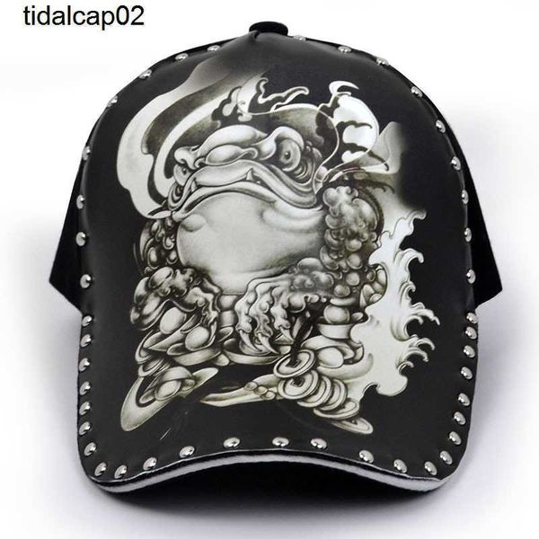 Cappello maschio tatuaggio illustrazione berretto da baseball Golden Toad in bianco e nero hip hop street fashion personalità nuovi cappelli stile