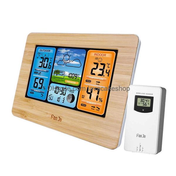 Instrumentos de temperatura esta￧￣o meteorol￳gica digital Clock interno prevista ao ar livre Hygr￴metro term￴metro com sensor sem fio DHPCN