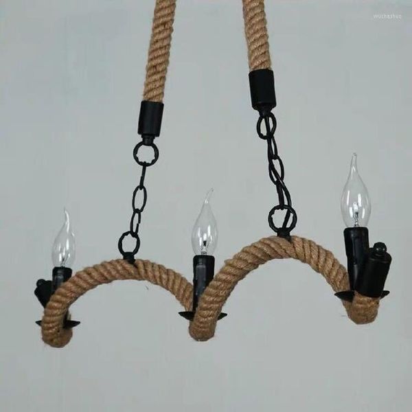 Lâmpadas pendentes de estilo industrial lustre de corda ondulada para restaurante bar de barra de armazém de armazém