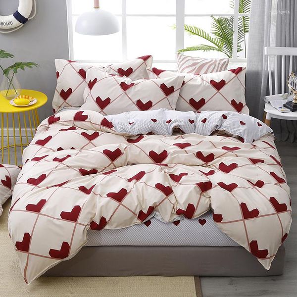 Bedding Sets Red Lover Heart Presd Cedra Conjunto de Casas Crianças Garoto Duvet Folhas Adultas Lençóis Infantis e Prophases Consolador 61003