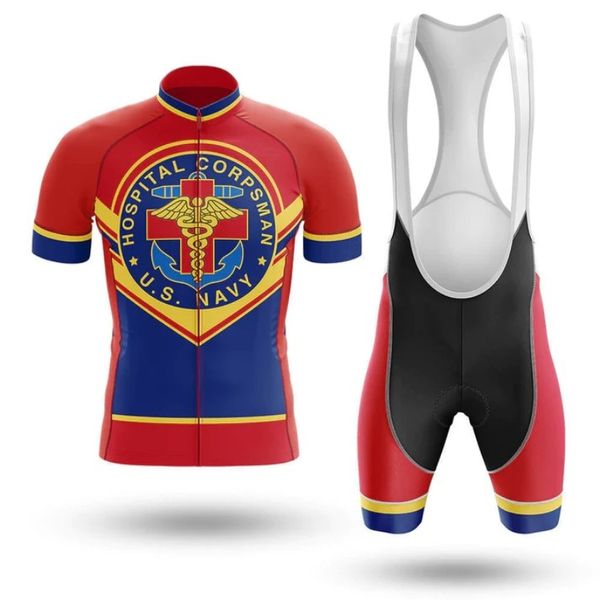 US Navy Hospital Corpsman Pro Team Maillot de cyclisme Ensemble 2023 Newset Été Séchage rapide Vêtements de vélo Maillot Ropa Ciclismo VTT Cyclisme Hommes Costume