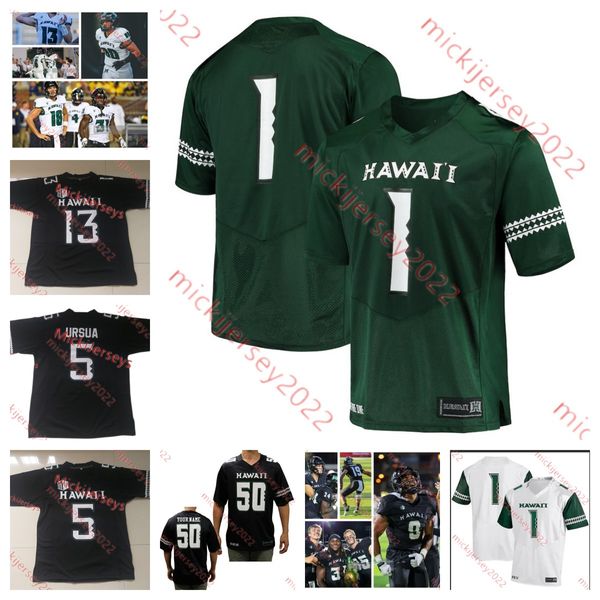 Futebol americano de futebol universitário veste mensura jovem costume costume Hawaii Rainbow Warriors Football 80 Kamuela Borden 81 Gray Ihu Alex Perry Karsyn Pupunu Chuuky Hines Caleb