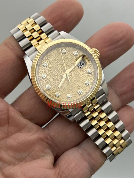 Роскошные наручные часы Datejust 36 126233 18K Шампанское алмазное питание Jubilee 2023 Мужские автоматические часы