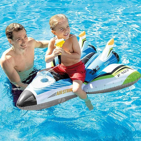 Gilet de sauvetage bouée bébé anneau de natation gonflable avion piscine flotteur bateau avec poignée pistolet à eau de pompage automatique amusant plage piscine jouet pour garçons filles T221214