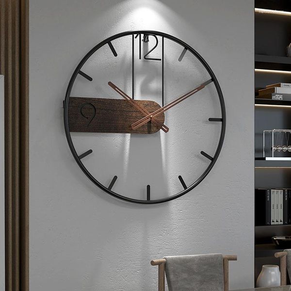 Relógios de parede relógio antigo japonês redondo metal 3d números árabe estéticos rústico relógio parede decoração de mesa viva
