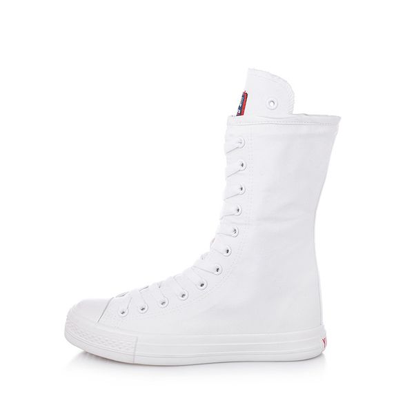 2022 Stivali da donna per quattro stagioni Moda Solido Traspirante Mid top Front Lace up Cerniera laterale Scarpe da ballo morbide e comode da donna