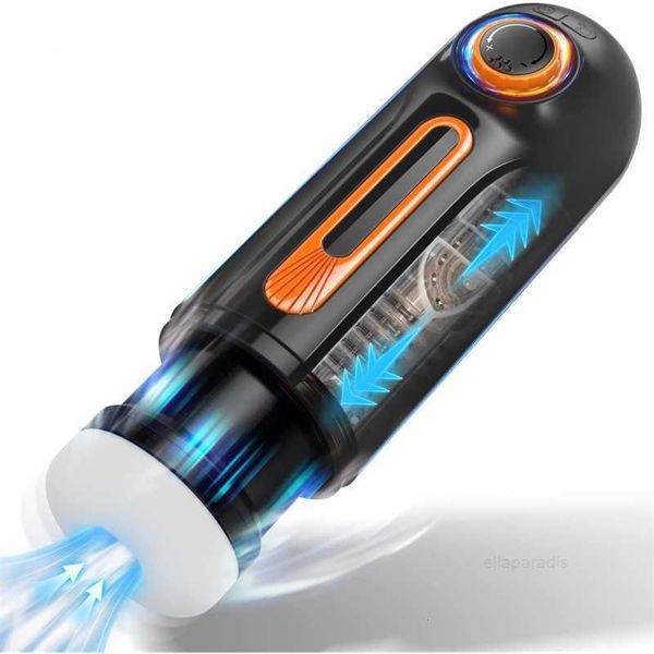 Massaggiatore per giocattoli sessuali Masturbatore automatico per succhiare Uomini Spinta Macchina riscaldata Silicone Potente vibrazione Pompino Gemito Orgasmo Giocattoli per adulti