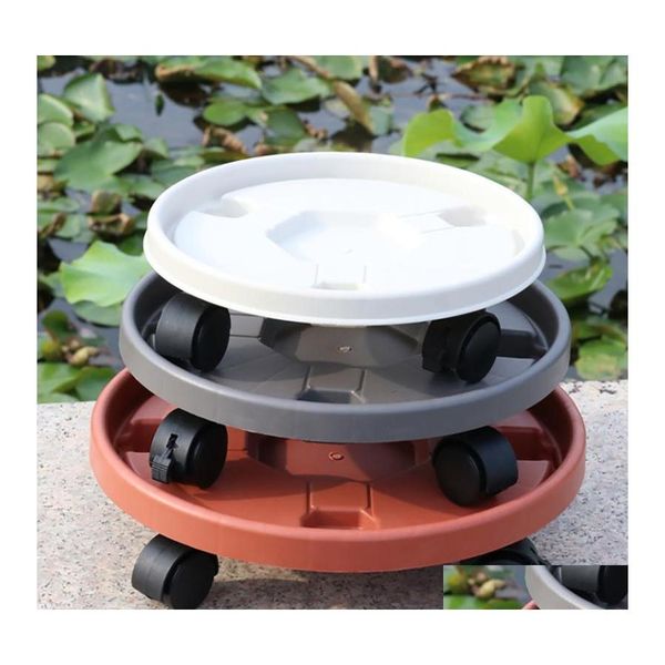 Fioriere Vasi Vaso da fiori Rotondo in plastica Ruote girevoli Pallet Vaso con rulli Supporto per piante Drop Delivery Giardino domestico Patio La Otw7O