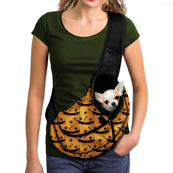 Coprisedili per auto per cani Simpatici cani con salsiccia Marsupio per rete traspirante Pet Carrying Shoulder Crossbody Bag Perros Accessori Accessori