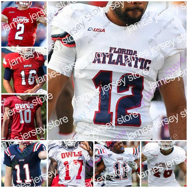 Fußballtrikots Fußballtrikots Benutzerdefinierte Florida Atlantic Owls FAU Fußballtrikot NCAA College Akileis Leroy James Charles Ray Ellis Tim Bonner Kerrith