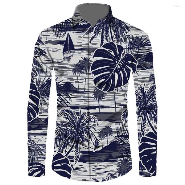 Camicie casual da uomo stile tropicale stampa rossa e nera da uomo modello foglia moda homme camicia a maniche lunghe personalizzata fai da te prezzo di fabbrica all'ingrosso