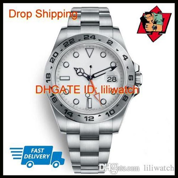 Watch Explorer II 40 mm quadrante bianco in acciaio inossidabile orologio automatico Data in modo indipendente 24 ore impostato individualmente multifunzione 266o