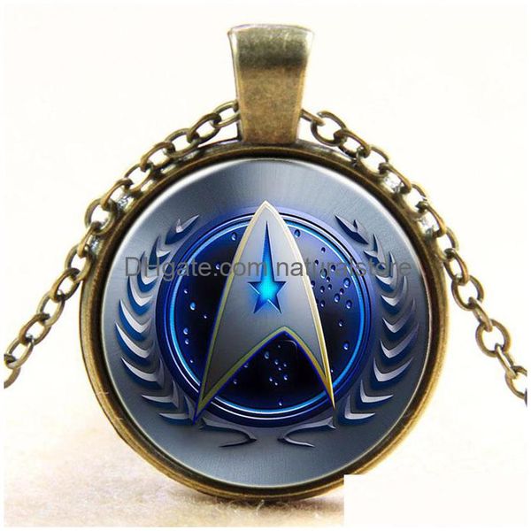 Anhänger Halsketten Großhandel Glaskuppel Cabochon 25mm Star Trek Halskette Retro Schmuck Drop Lieferung Anhänger Dhxgr