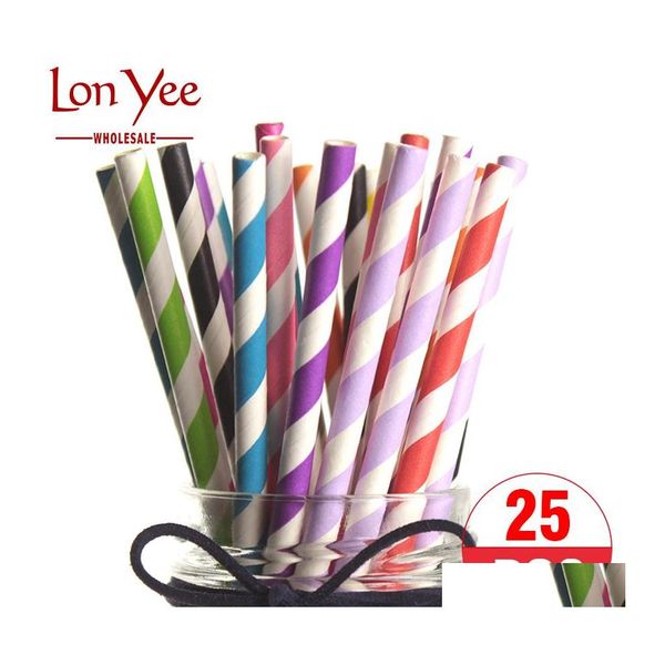 İçme Pipetleri 25 PCS Tek Kullanımlık Biyolojik Dönebilir Kağıt Sts Colorf Yaratıcı ST Doğum Günü Partisi Dekorasyon Çocuk Bebek Duş Düğün Damlası DH3CB