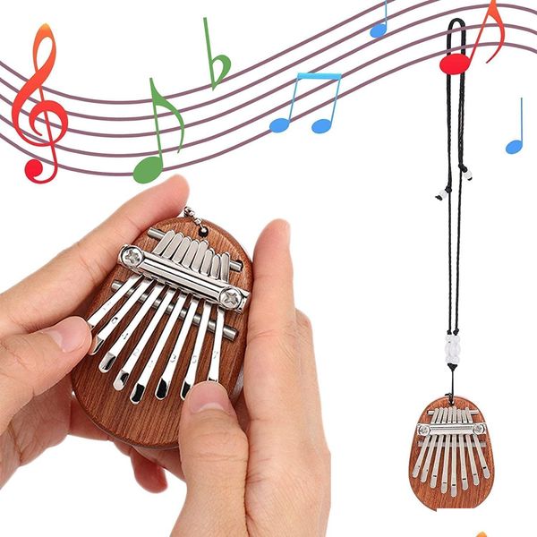 Science Discovery Mini Kalimba Thumb Piano Portable Demery Solid Wood 8 Keys Marimba Musical Finger for Kids Adts.