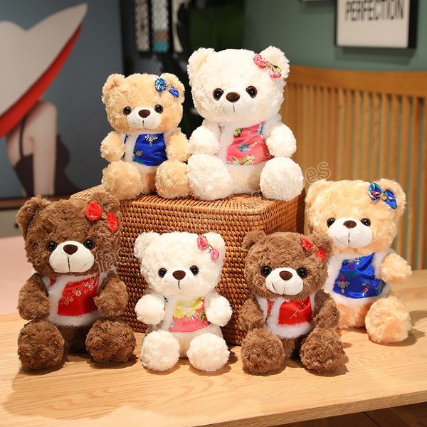 Adorabile orsacchiotto con abito Tang farcito morbido peluche orso bambola animali Kawaii cuscino giocattoli di Capodanno regalo di Natale