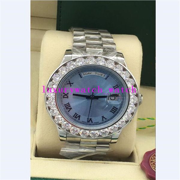 Nova vers￣o Roman Bigger Diamond Belief Watch Blue Green Black Dial Pasta 41mm Moda Autom￡tica Menina Men do SulWatch315N