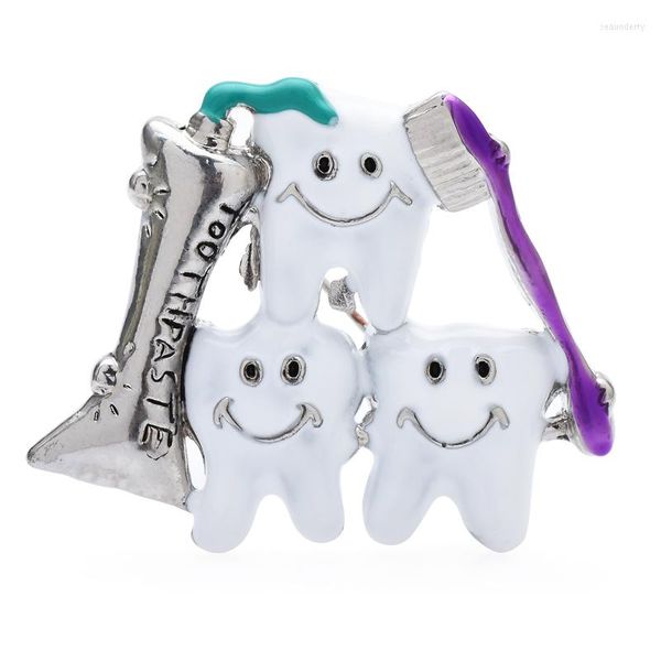 Broches wulibaby pasta escova dentes para homens homens esmalte dentista de dente de gabinete de gabinete de broche pino presentes