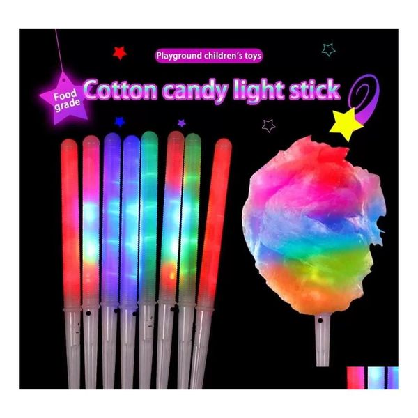 Favore di partito Cotton Candy Coni di luce Colorf Incandescente Luminoso Marshmallow Cono Stick Bomboniere Fornitura di Natale di Halloween Colore lampeggiante Dhq4H