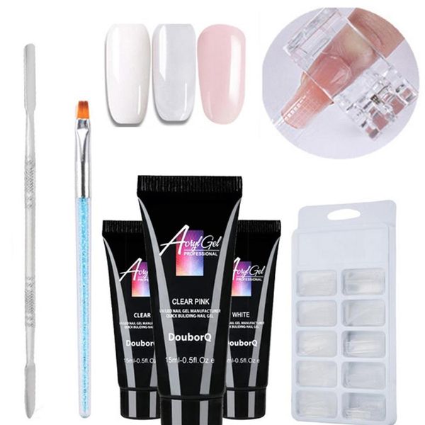 5 pz Poly Gel Kit Semi Permanente Estensione Rapida Facile Applicare Crystal Jelly Manicure Nail Art Salon Acrilico Builder FAI DA TE Vernice UV g284y