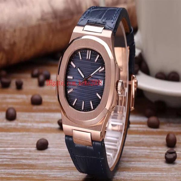 5 Color Luxury High Quality Watch 40 5mm Nautilus 5711 1R-001 Couro 18K Gold Rose Ásia Mecânica Transparente Mens Automático WAT237L