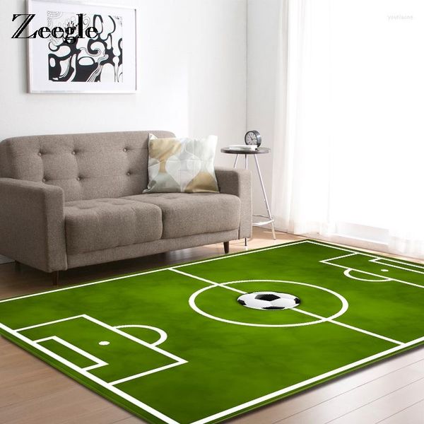 Tappeti Zeegle Campo da Calcio Motivo Tappeto per Soggiorno Bambino Bambino Antiscivolo Tappetino da Gioco Decor Tappeto per Pavimento Erba Verde