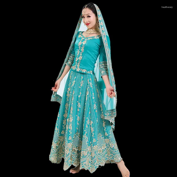 Vestido de dança de roupas étnicas para mulheres adultas Bollywood saree traje bordado elegante roupas orientais