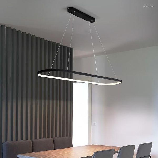 Pendelleuchten schwarz/weiß moderne LED-Leuchten für Esszimmer, Bar, Küche, ovale Form, Lampenbefestigungen, Decken-Hängeleuchte