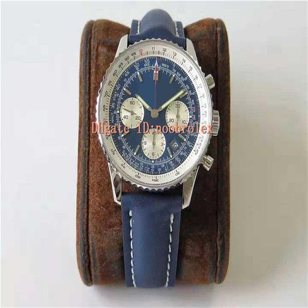 Al Navitimer Chronograph B10 Men Watch ETA 7750 Автоматическая 28800VPH Blue Dial 316L Стальный сапфир двунаправленного вращающегося пакета LEA268S