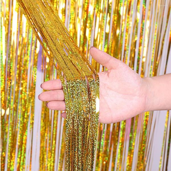 Decorazione per feste Po Booth Tinsel Anniversario per adulti Sfondo Tende Porta Shimmer Bachelor Wedding Birthday Foil Wall Decor Frangia