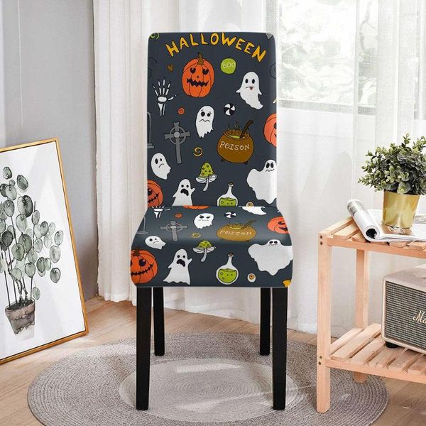 Крышка стулья на эластичном покрытии Хэллоуин для столовой мультипликационные тыквы уценок эластичные стулья Высоко спинкой анти-сухого защитника