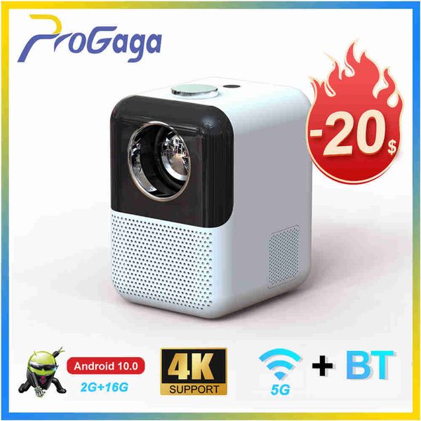 Проекторы Progaga PG450 Mini Projectors 5G WiFi 2 16G Android 10.0 Поддержка проектора 4K Full 1080p Proyector Bluetooth Theatre Beamer T221216