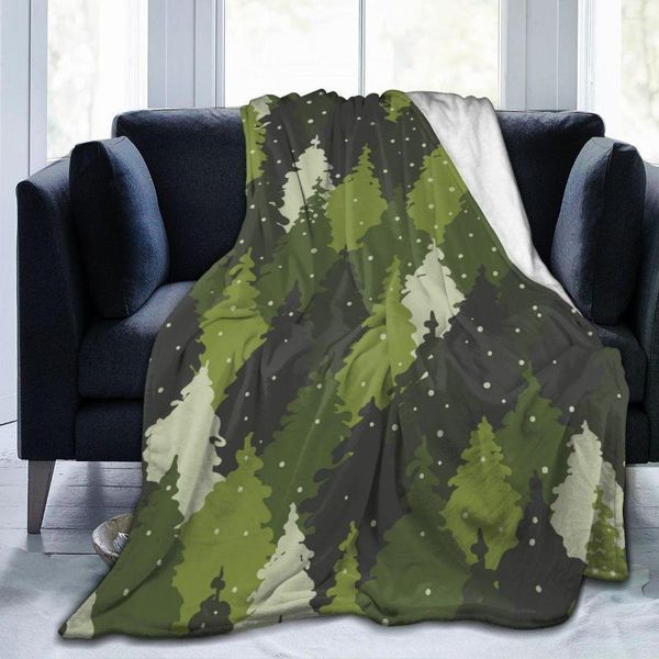 Cobertores Flanela Blanket Floresta Paisagem Camuflagem leve Lavagem mecânica finas arremesso macio e macio no sofá -cama Travel Patchwork