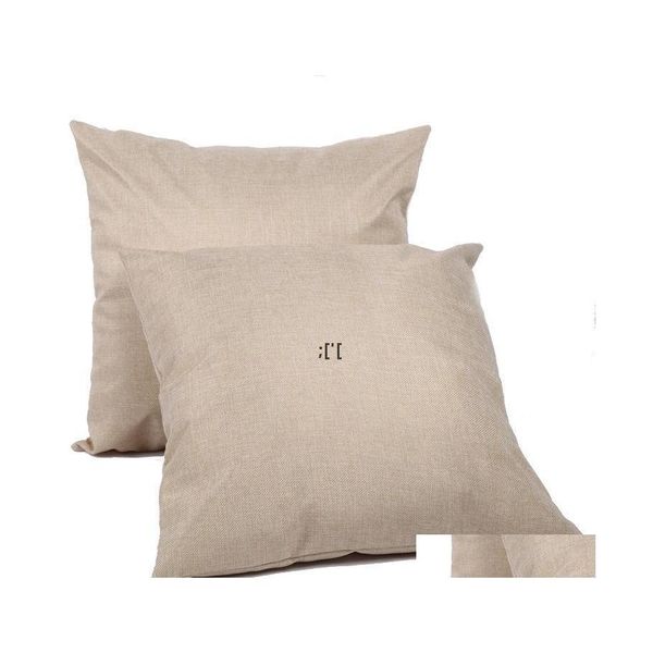 Caso de travesseiro Sublima￧￣o Plain Burlap Cushion ER 18x18 polegadas de linho poli -linho natural do sof￡ dom￩stico RRF12896 Drop Delivery Garden Te otq1k