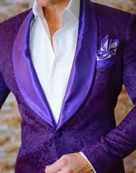 Smoking da sposo jacquard viola farfalla modello tridimensionale in rilievo scialle risvolto giacca da uomo abito da sposa abito da ballo multicolore opzionale 1665