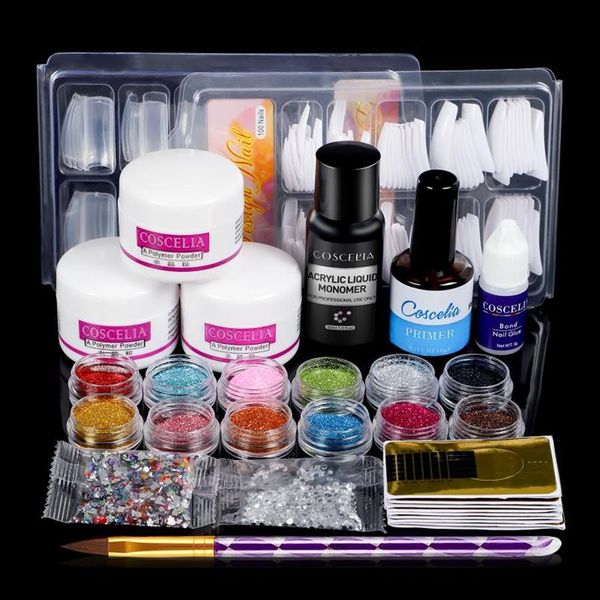 Nail Art Kits Acryl Kit Alles für Maniküre Werkzeuge Pulver Flüssigkeit Glitzer Nägel Zubehör Profis2467