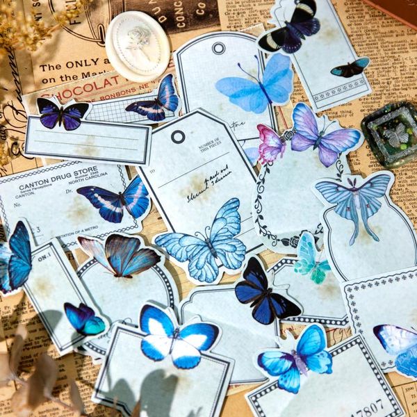 Confezione regalo 45 pezzi adesivi farfalla vintage confezione fai da te diario decorativo materiale per scrapbooking adesivi forniture per diario spazzatura